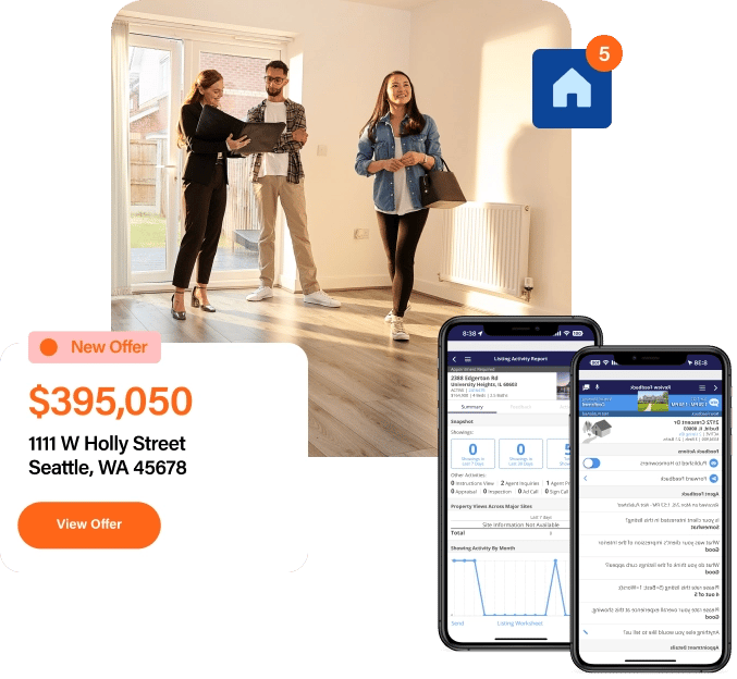 Appointment Center Mobile Product Image with Agent Showing Home to Clients Appointment Center Mobile Product Image with Agent Showing Home to Clients