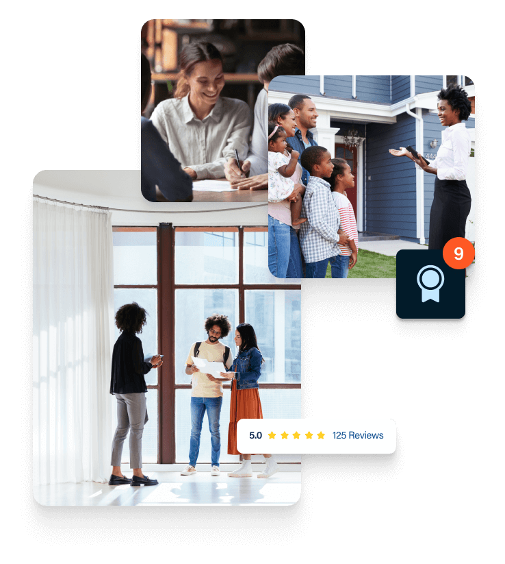 Three different scenes where a real estate agent is leveraging tech while delivering an exceptional experience. Three different scenes where a real estate agent is leveraging tech while delivering an exceptional experience.